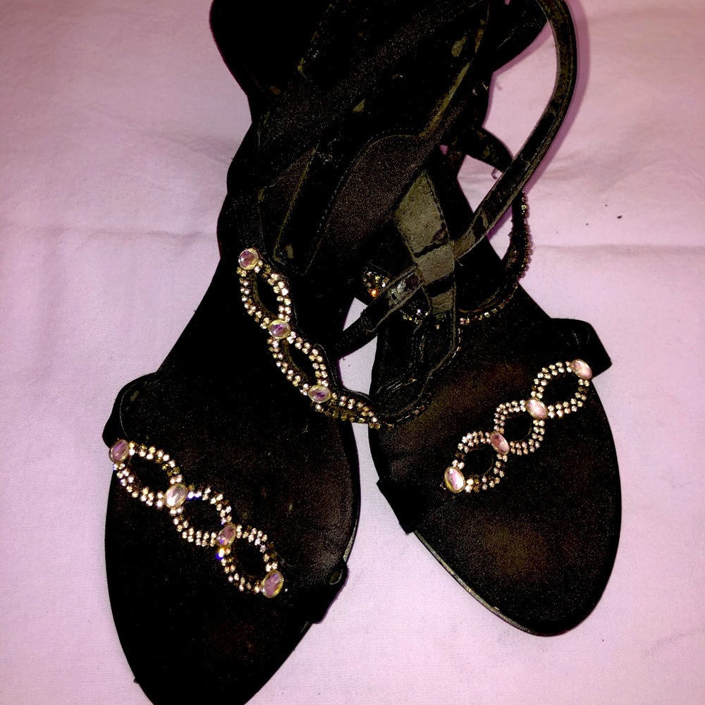 Black sling back sparkly 1 inch heels